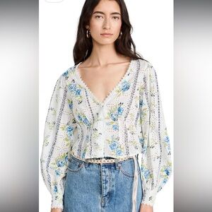 Free People Blossom Floral V-Neck Blouse - NWT